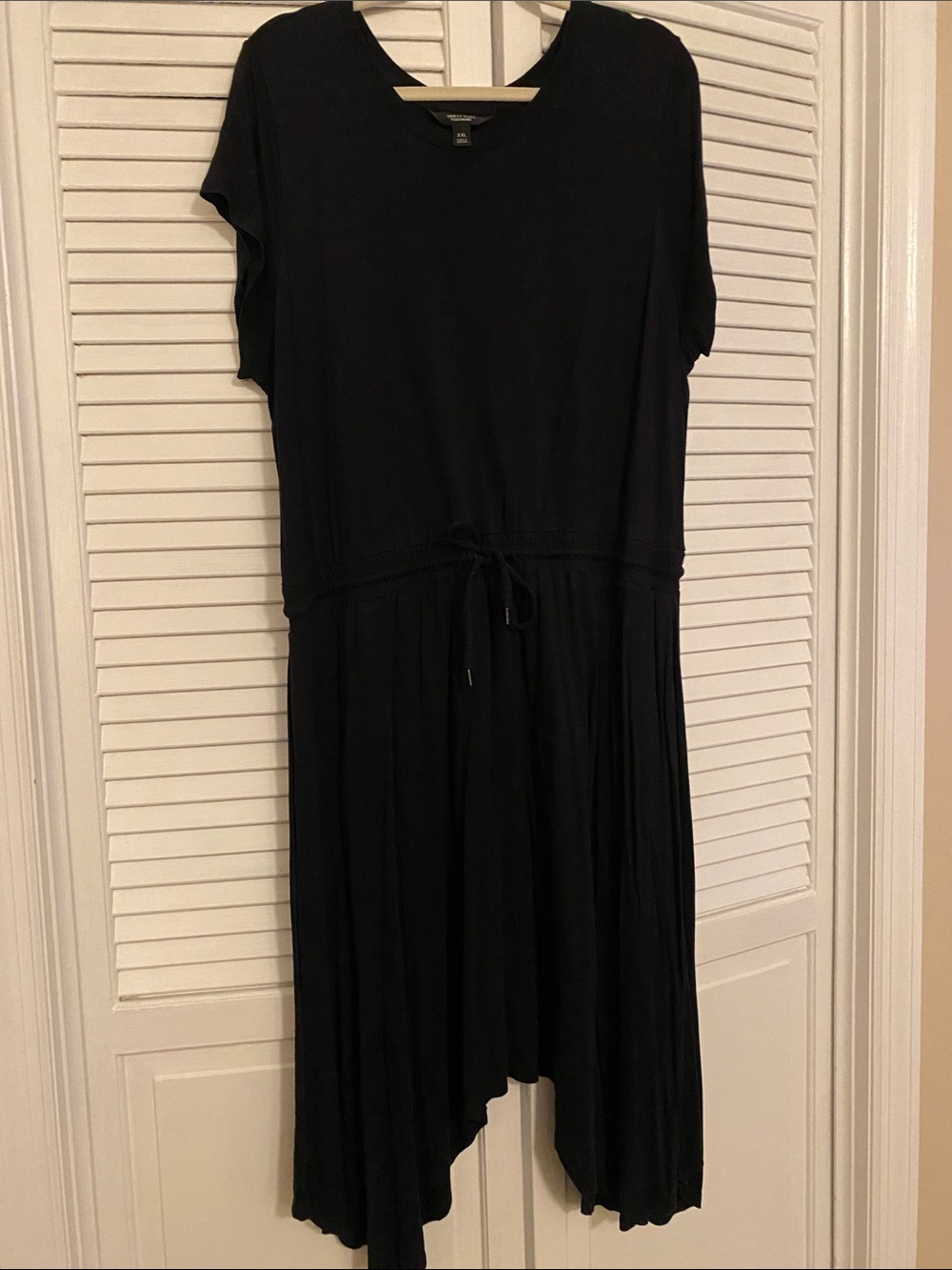 Simply Vera Vera Wang Black Short-Sleeve Drawstring Waist Dress